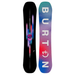 Burton Women's Feelgood Snowboard 2025 - A black snowboard with a pink and blue gradient design on its top side.