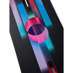 Burton Women's Feelgood Snowboard 2025 - A black snowboard with a pink and purple graphic of a woman riding a snowboard on it.