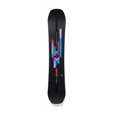 Burton Women's Feelgood Snowboard 2025 - A black snowboard with a pink and blue geometric design on top of it.
