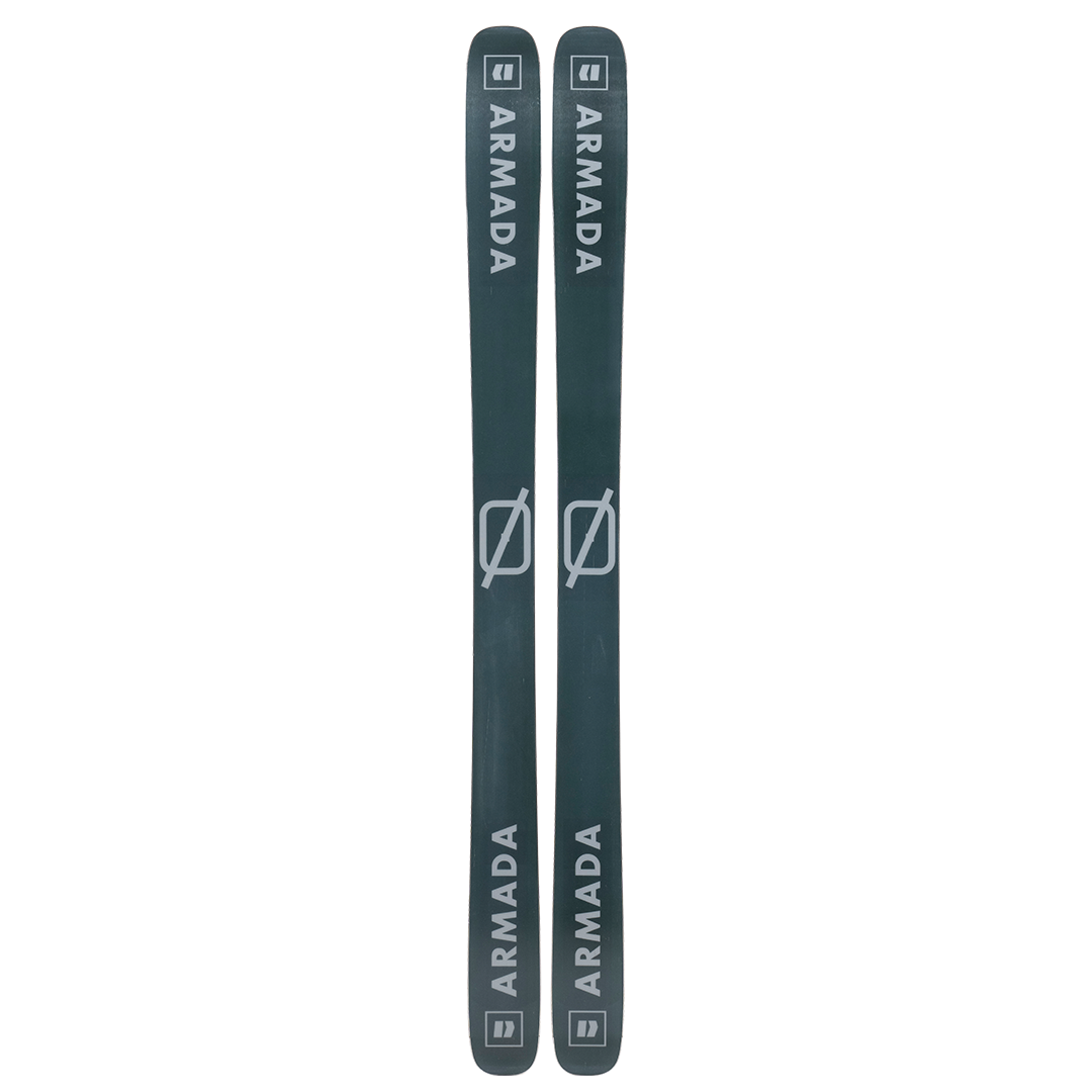 Armada ARV 106 TI Skis 2026 - Dark-colored skis with white lettering and a logo on the top of each ski.