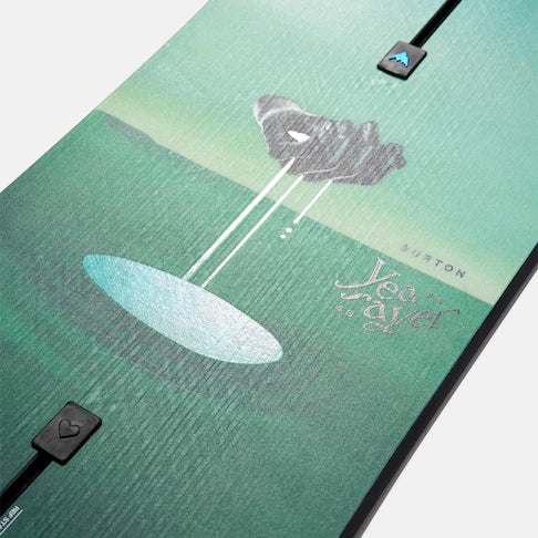 Burton Women's Yeasayer Flying V Snowboard 2025 - A women's snowboard with a flying v shape and a pink logo on top.