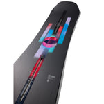 Burton Women's Feelgood Flying V Snowboard 2025 - A black snowboard with a pink stripe down the middle and a circular logo in the center.