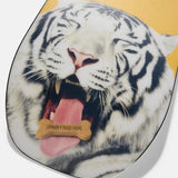 Burton Process Board Flying V Snowboard 2025 - A white snowboard with a black stripe down the middle and a small, round Burton logo on the top left corner.