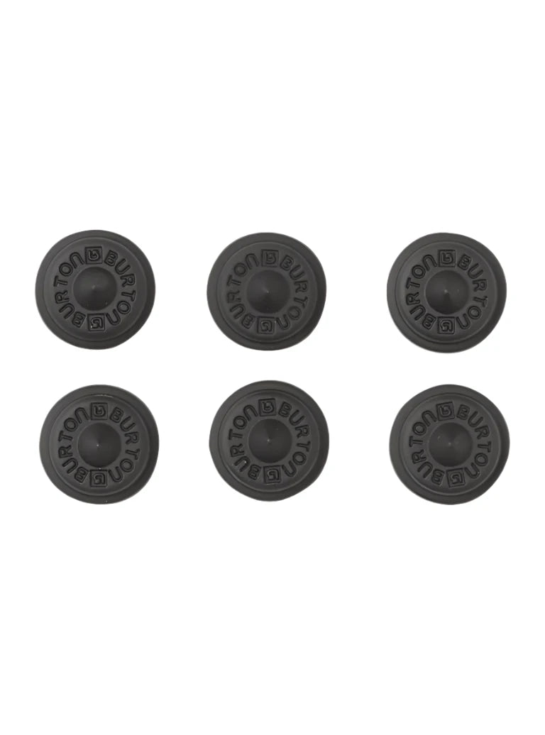 Burton Aluminum Stud Stomp Pad - A round, black stomp pad with a circular indentation in the center and "BURTON" embossed around the edge.