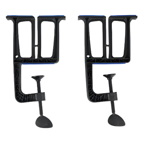 Burton Tuning Vises 2025 - Black metal tuning vise with blue accents and a flat, rectangular base.