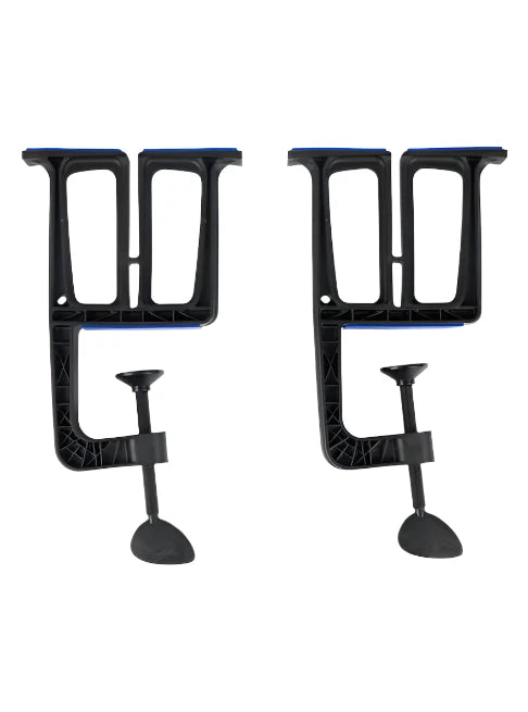 Burton Tuning Vises 2025 - Black metal tuning vise with blue accents and a flat, rectangular base.