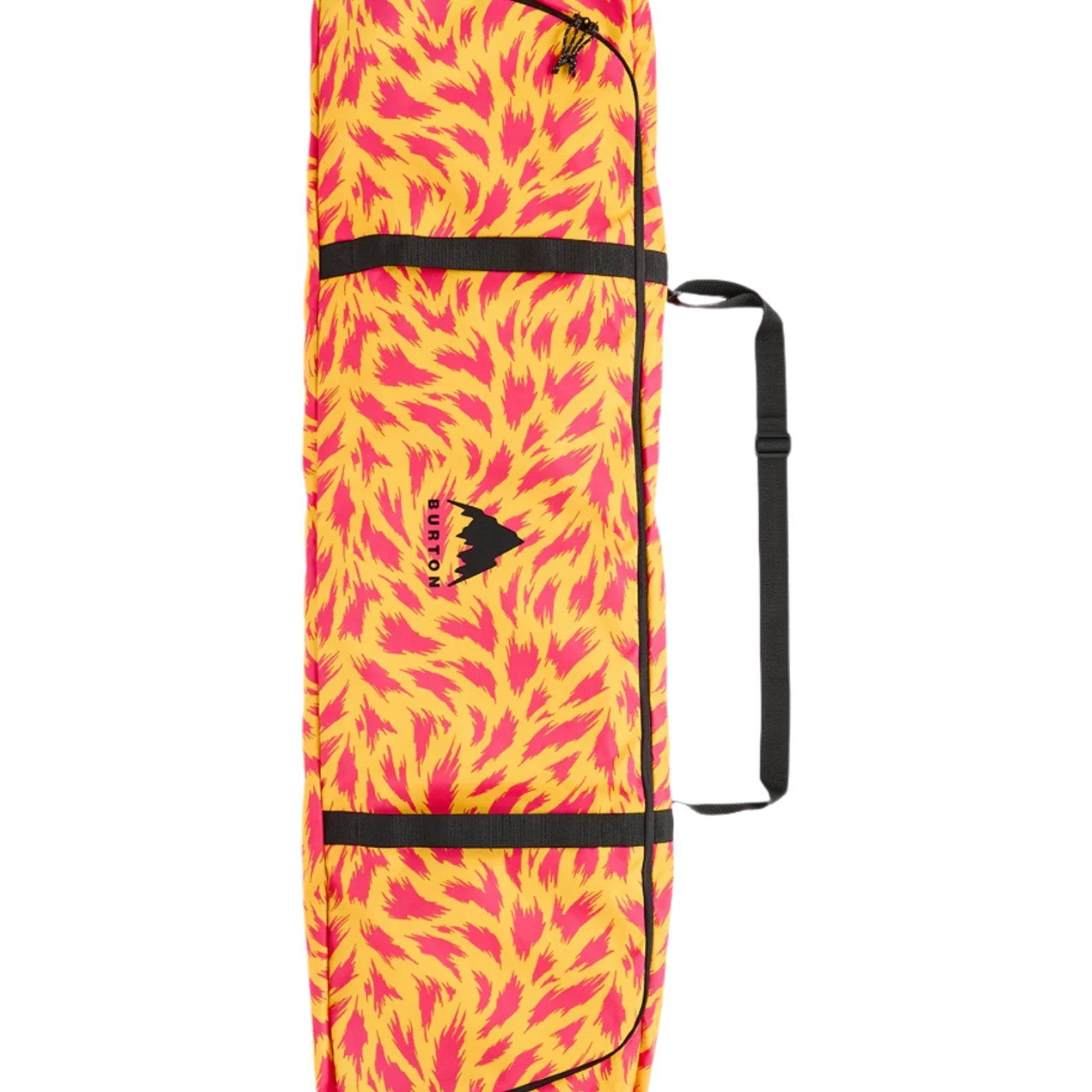Burton - Space Sack Snowboard Bag 2025 is a yellow and pink snowboard bag with a black strap handle.