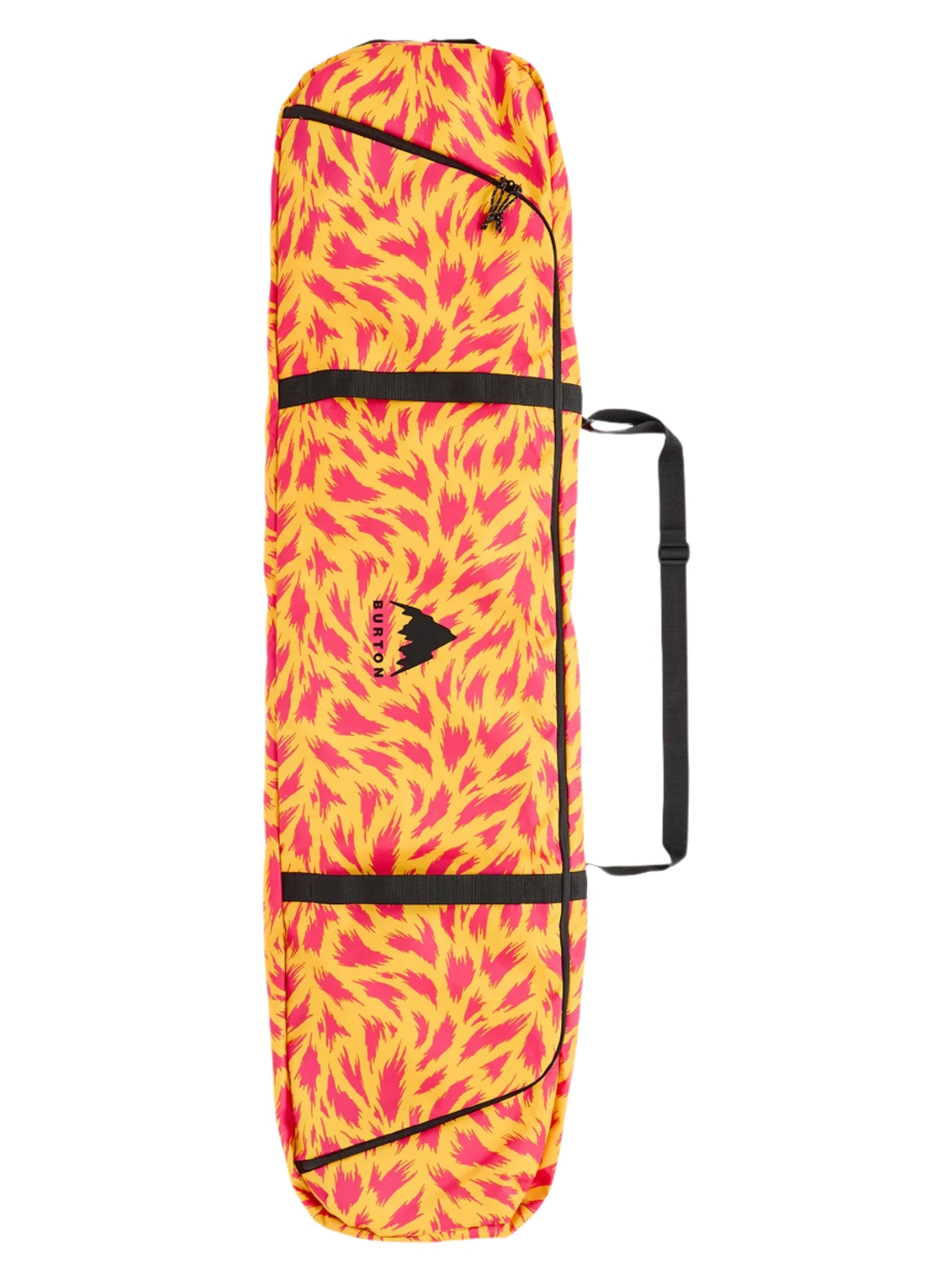 Burton - Space Sack Snowboard Bag 2025 is a yellow and pink snowboard bag with a black strap handle.