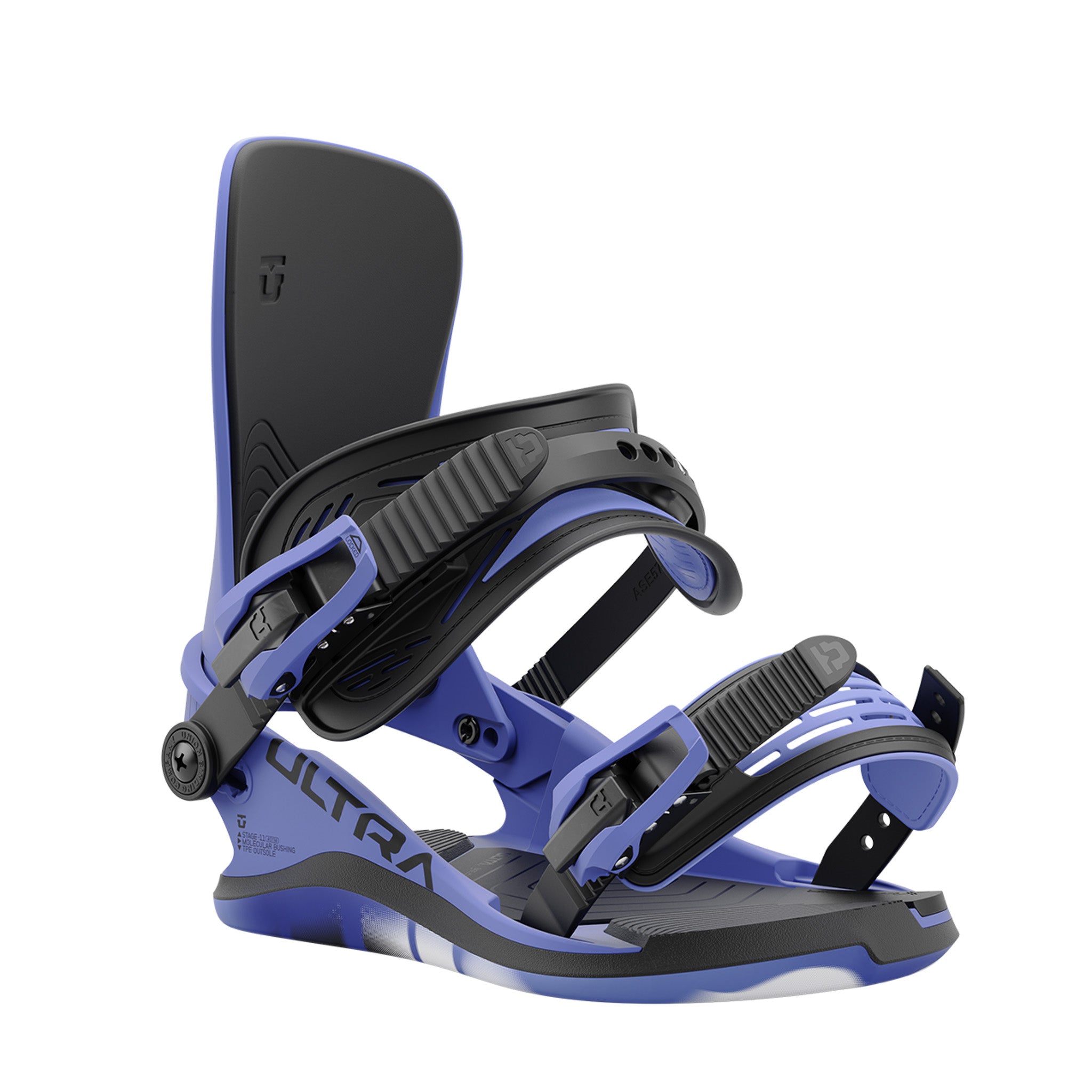 Union Women's Ultra Snowboard Binding - 2025 binding with black straps and a blue base plate.