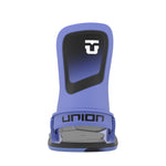 Union Women's Ultra Snowboard Binding - A blue snowboard binding with a black logo on top and gray straps.