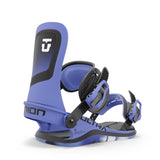 Union Women's Ultra Snowboard Binding - A blue snowboard binding with a black logo on top and a black strap.