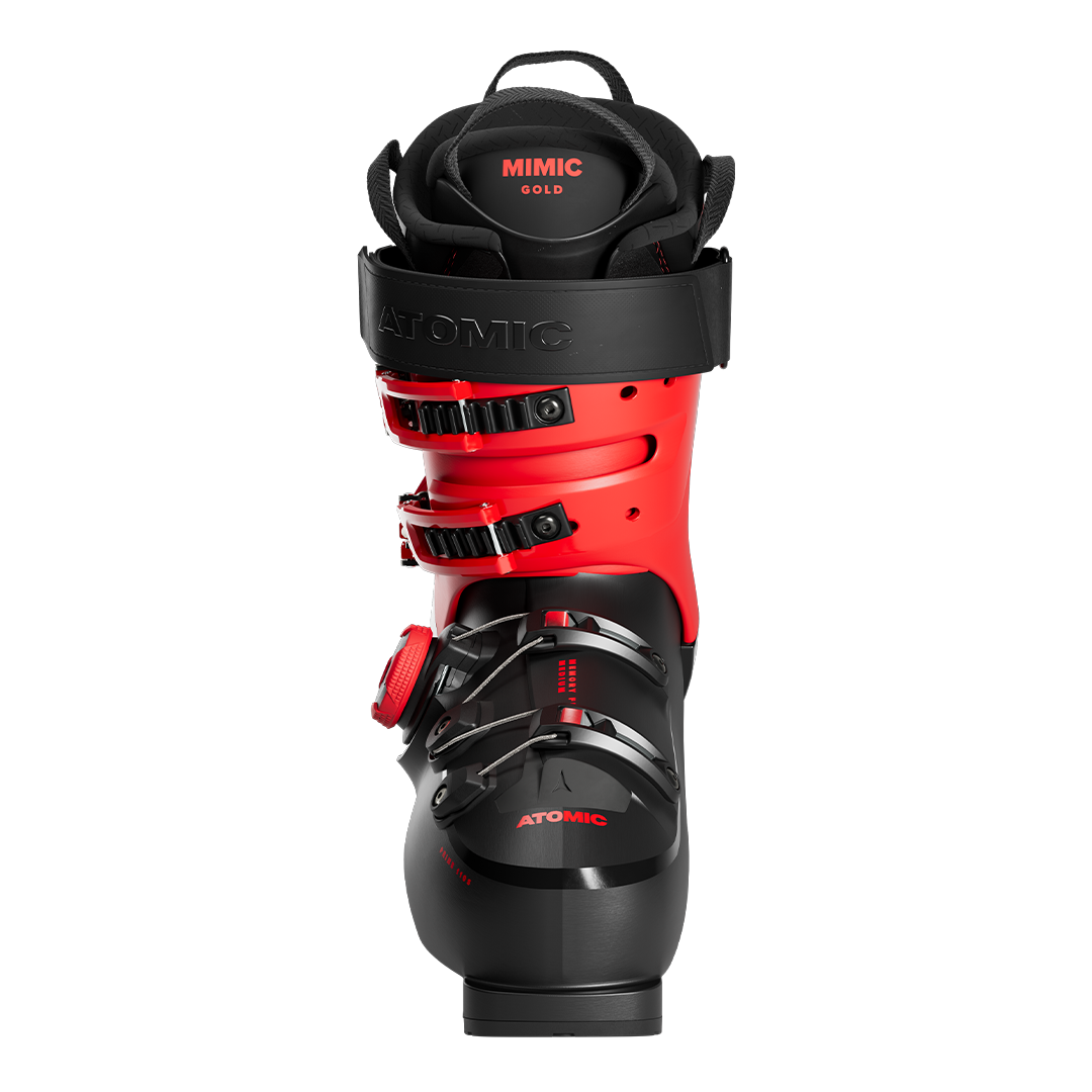Atomic Hawx Prime 110 S BOA Ski Boot - Black ski boot with red accents and a black strap on the side.