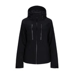 Obermeyer Women's Glade Insulated Jacket 2025 - A black insulated jacket with a hood, featuring two zippered pockets on the front and a zipper down the center.