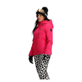 Obermeyer Women's Glade Insulated Jacket - A bright pink jacket with a hood, zippered pockets and black zippers.
