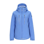 Obermeyer Women's Glade Insulated Jacket 2025 - A light blue jacket with a hood, featuring two zippered pockets on the front and silver zippers.