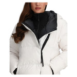 Obermeyer Women's Calypso Down Jacket - A white down jacket with a black zipper and two zippered pockets on either side.