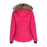 Obermeyer Women's Tuscany II Insulated Jacket - A bright pink jacket with a fur-lined hood and quilted pattern on the back.