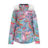 Obermeyer Women's Tuscany II Insulated Jacket With fur hood 2025 - Spring Melt, Multi Color Oil Slick - Front