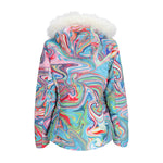 Obermeyer Women's Tuscany II Insulated Jacket With fur hood 2025 - Spring Melt, Multi Color Oil Slick - Back