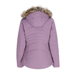 Obermeyer Women's Tuscany II Insulated Jacket 2025 - A dusty rose-colored jacket with a fur-lined hood and horizontal quilting on the back.
