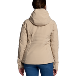 Women's cashmere hooded puffer jacket with quilted back and full-zip