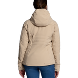 Women's cashmere hooded puffer jacket with quilted back and full-zip