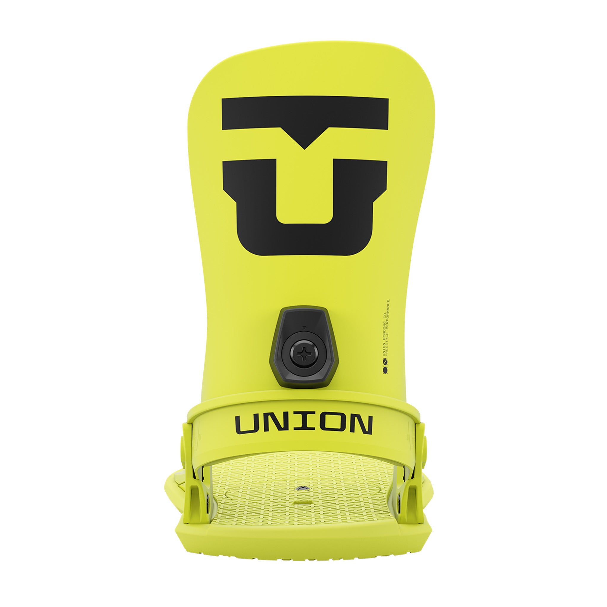 Union Strata Snowboard Bindings 2025 - A pair of snowboard bindings with a sleek, modern design and a predominantly black color scheme.