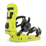 Union Strata Snowboard Bindings 2025 - A pair of snowboard bindings with a black base and gray straps.