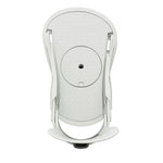 Union Strata Snowboard Bindings 2025 - A white snowboard binding with a textured top surface and black circular logo in the center.