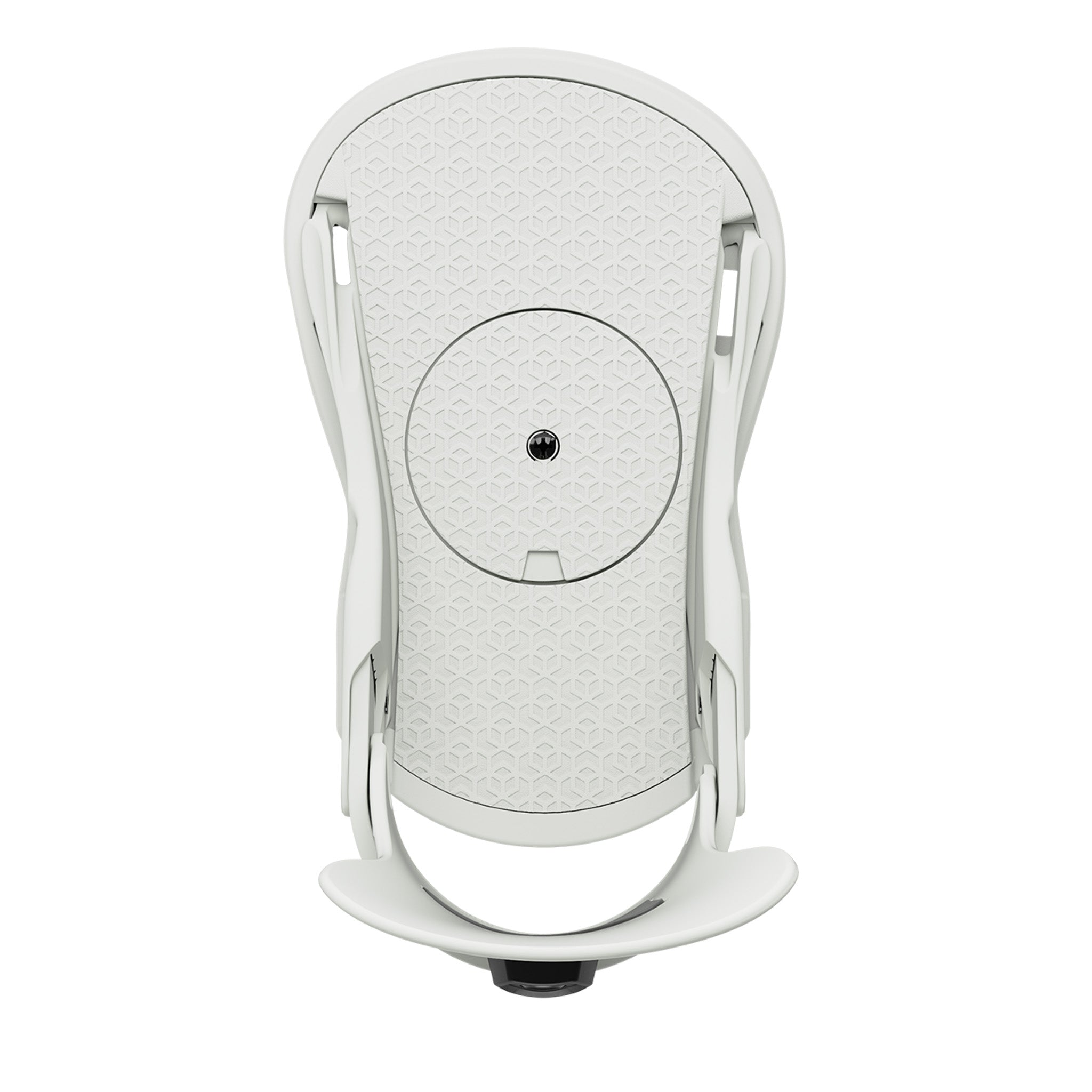 Union Strata Snowboard Bindings 2025 - A white snowboard binding with a textured top surface and black circular logo in the center.