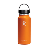Hydro Flask - A wide-mouth water bottle with a screw-on lid, featuring a silver band around its neck and a black handle on top.