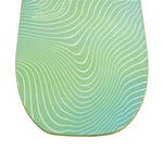 Nitro Youth Ripper x Volcom Snowboard 2025 - A green snowboard with white lines and a wavy pattern on its top surface.