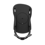 Union Women's Legacy Snowboard Bindings 2025 - A black snowboard binding with a circular logo on the top plate and a small red stripe at the bottom of the baseplate.