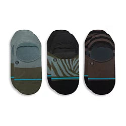 Stance Women's Nocturnal No Show Sock 2024 - A pair of no-show socks in a dark gray color with a subtle, repeating pattern of small white stars and stripes.