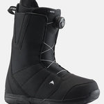 Burton Moto Boa Snowboard Boots 2025 - Black snowboard boots with white stitching and a round black dial on the side.