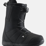 Burton Moto Boa Snowboard Boots 2025 - Black snowboard boots with white stitching and a round black dial on the side.