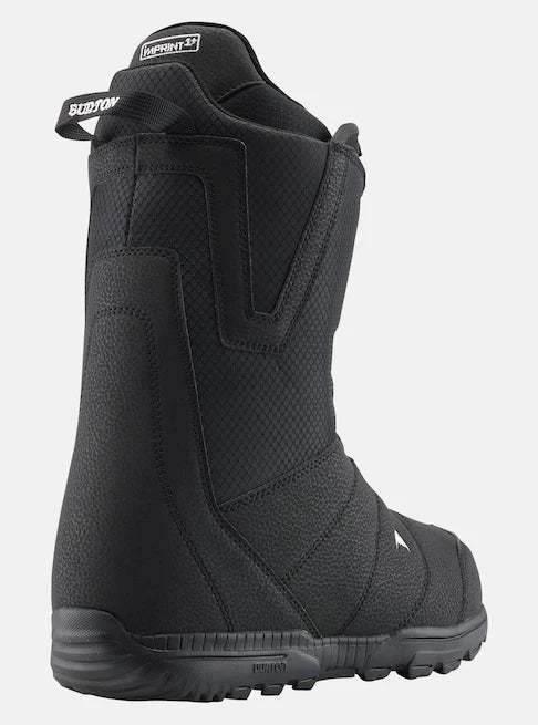 Burton Moto Boa Snowboard Boots 2025 - Black snowboard boots with a textured pattern on the upper and a white logo on the side.