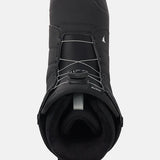 Burton Moto Boa Snowboard Boots 2025 - Black snowboard boots with white stitching and a black BOA dial on top.