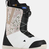 Burton Moto Boa Snowboard Boots 2025 - Black snowboard boots with a camouflage pattern on the side and white laces.
