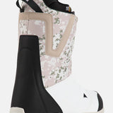 Burton Moto Boa Snowboard Boots 2025 - A pair of snowboard boots with a black and white color scheme, featuring a distinctive boa closure system on the top.