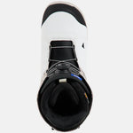 Burton Moto Boa Snowboard Boots 2025 - Black snowboard boots with white accents and a black boa dial on top.