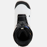 Burton Moto Boa Snowboard Boots 2025 - Black snowboard boots with white accents and a black boa dial on top.