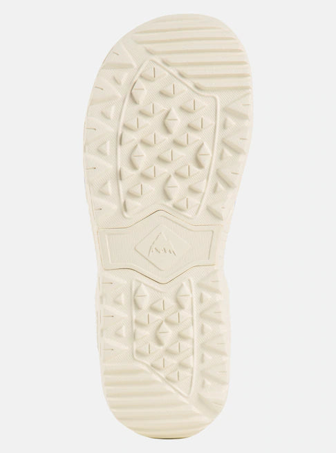 Burton Moto Boa Snowboard Boots 2025 - White snowboard boots with a textured rubber outsole and a ridged pattern on the heel.