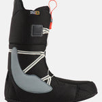 Burton Moto Boa Snowboard Boots 2025 - Black snowboard boots with white stitching and a red pull tab on the back.