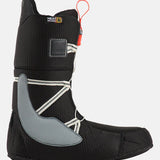 Burton Moto Boa Snowboard Boots 2025 - Black snowboard boots with white stitching and a red pull tab on the back.