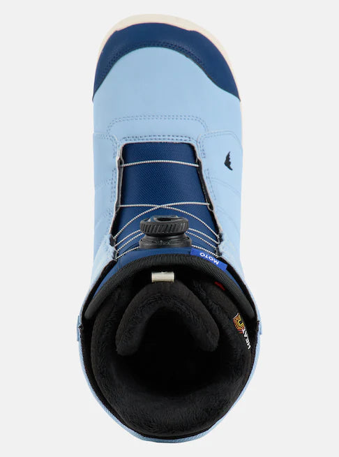 Burton Moto Boa Snowboard Boots 2025 - A pair of snowboard boots with a dark blue upper and black laces.
