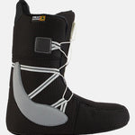 Burton Women's Mint Boa Snowboard Boots 2025 - Black snowboard boots with white laces and a silver buckle.