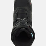Burton Women's Mint Boa Snowboard Boots 2025 - Black snowboard boots with white accents and a mint-colored logo on the side.