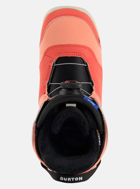 Burton Women's Mint Boa Snowboard Boots 2025 - A pair of snowboard boots with a mint-colored upper and black accents, featuring a prominent "BOA" dial on top.