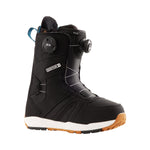 Burton Women's Felix Boa Snowboard Boots 2025 - Black snowboard boots with a white sole and laces, featuring a BOA dial on each side.